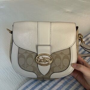 Coach Cream and Tan Crossbody Bag